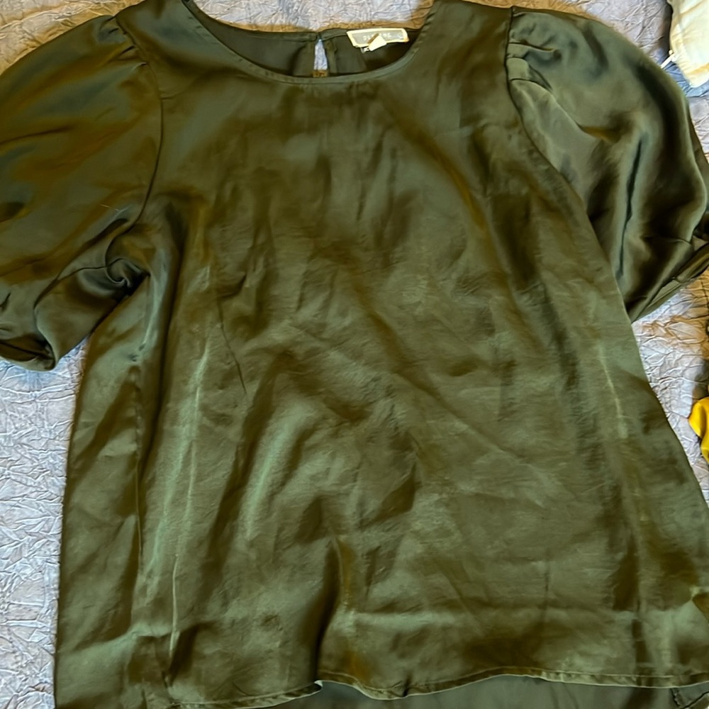 Silky olive green blouse